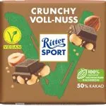 Ritter Sport Vegānu Tumšā šokolāde ar lazdu riekstiem, lazdu riekstu masu, amaranta kraukšķiem 100g
