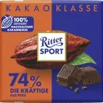 Ritter Sport Tumšā šokolāde 74% kakao Peru 100g