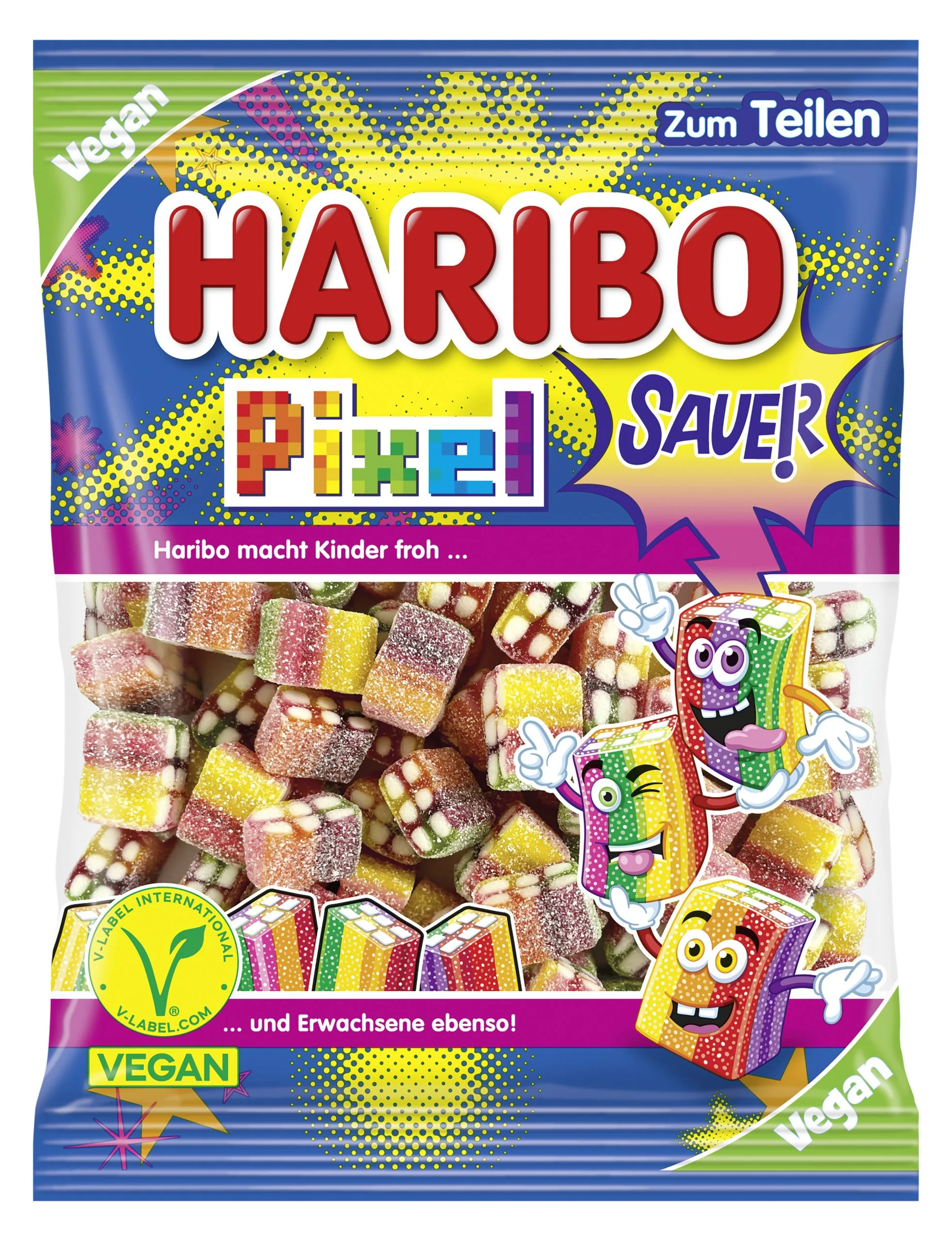 Haribo Rainbow Pixel skābās želejkonfektes Vegāns 160g - Image 1