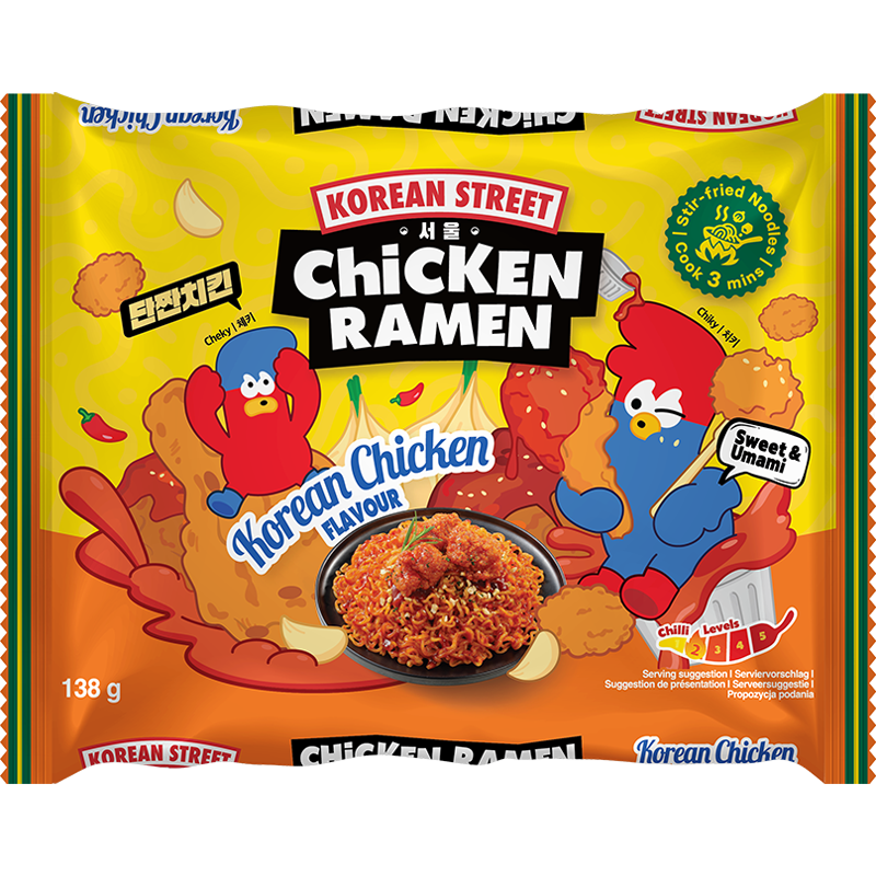 Korean Street Ramen nūdeles ar saldu, pikantu vistas garšu korejiešu gaumē 138g - Image 1