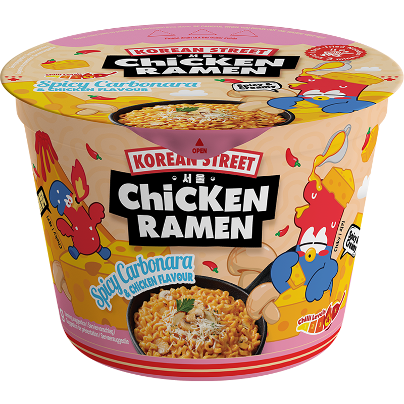 Korean Street Ramen nūdeles ar Carbonara un vistas garšu korejiešu gaumē, ļoti pikantas 106g - Image 1